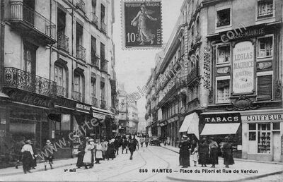 Carte postale ancienne Place du Pilorl et Rue de Verdun — Nantes (Loire-Atlantique)