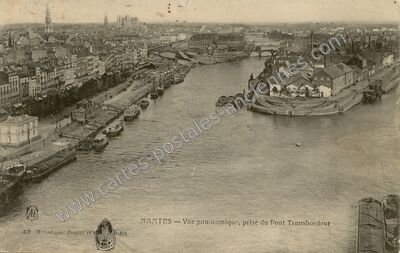 Carte postale ancienne Vue panoramique, prise du Pont Transbordeur — Nantes (Loire-Atlantique)