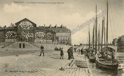 Carte postale ancienne La Petite-Hollande et le pont Maudit — Nantes (Loire-Atlantique)