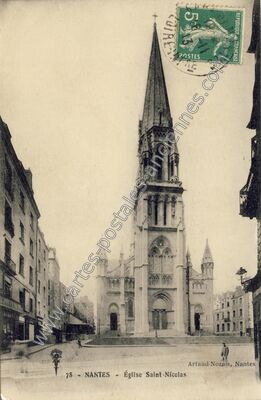 Carte postale ancienne Église Saint-Nicolas — Nantes (Loire-Atlantique)