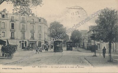 Carte postale ancienne Le rond-point de la route de Rennes — Nantes (Loire-Atlantique)