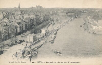 Carte postale ancienne Vue générale prise du pont à transbordeur — Nantes (Loire-Atlantique)