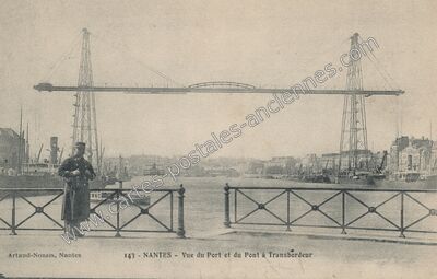 Carte postale ancienne Vue du Port et du Pont à Transbordeur — Nantes (Loire-Atlantique)