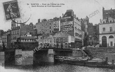 Carte postale ancienne Pont de l'Hôtel de Ville Saint-Nicolas et Pont Sauvetout — Nantes (Loire-Atlantique)