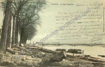 Carte postale ancienne Le Quai Magellan — Nantes (Loire-Atlantique)
