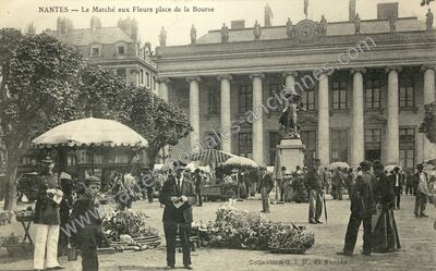 Carte postale ancienne Le Marché aux Fleurs place de la Bourse — Nantes (Loire-Atlantique)