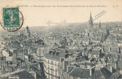 Carte postale ancienne Panorama sur les Paroisses Sainte-Croix et Saint-Nicolas — Nantes (Loire-Atlantique)