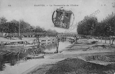 Carte postale ancienne La Passerelle de l'Erdre — Nantes (Loire-Atlantique)
