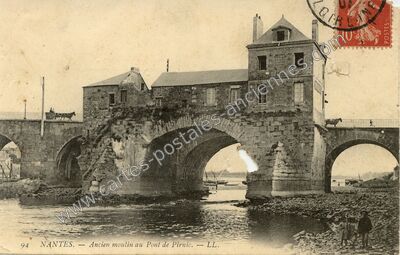 Carte postale ancienne Ancien moulin au Pont de Pirnic — Nantes (Loire-Atlantique)