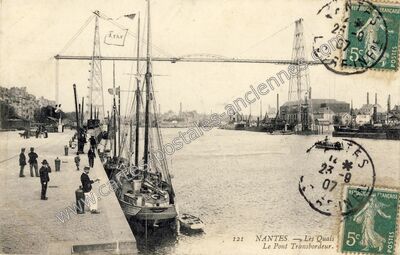Carte postale ancienne Les Quais / Le Pont Transbordeur — Nantes (Loire-Atlantique)