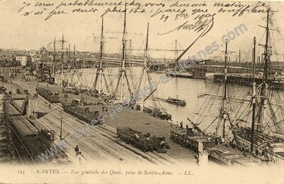 Carte postale ancienne Vue générale des Quais, prise de Sainte-Anne — Nantes (Loire-Atlantique)