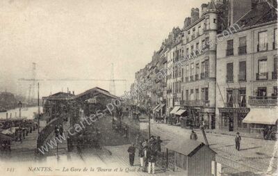 Carte postale ancienne La Gare de la Bourse et le Quai de — Nantes (Loire-Atlantique)