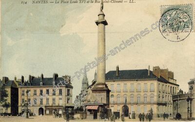 Carte postale ancienne La Place Louis XVI et la Rue Saint-Clément — Nantes (Loire-Atlantique)