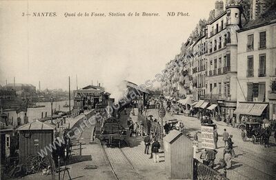 Carte postale ancienne Quai de la Fosse, Station de la Bourse — Nantes (Loire-Atlantique)