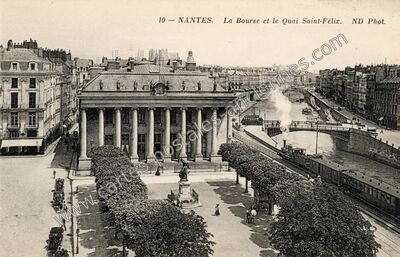 Carte postale ancienne La Bourse et le Quai Saint-Félix — Nantes (Loire-Atlantique)
