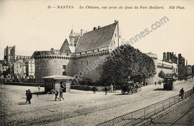 Carte postale ancienne Le Château, vue prise du Quai du Port Maillard — Nantes (Loire-Atlantique)
