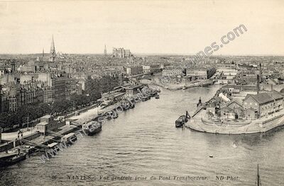 Carte postale ancienne Vue générale prise du Pont Transbordeur — Nantes (Loire-Atlantique)
