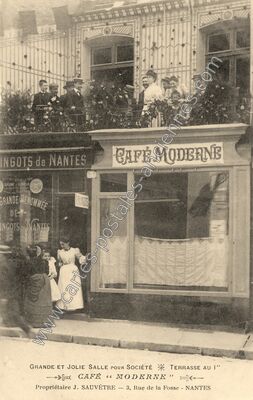 Carte postale ancienne CAFÉ « MODERNE — Nantes (Loire-Atlantique)
