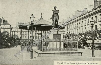 Carte postale ancienne Cours & Statue de Cambronne — Nantes (Loire-Atlantique)