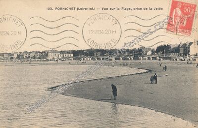Carte postale ancienne Vue sur la Plage, prise de la Jetée — Pornichet (Loire-Atlantique)