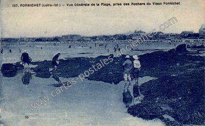 Carte postale ancienne Vue Générale de la Plage, prise des Rochers du Vieux Pornichet — Pornichet (Loire-Atlantique)
