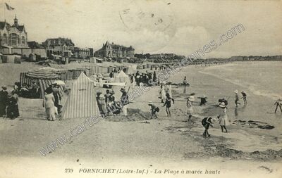 Carte postale ancienne La Plage à marée haute — Pornichet (Loire-Atlantique)