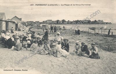Carte postale ancienne La Plage et le Vieux Pornichet — Pornichet (Loire-Atlantique)