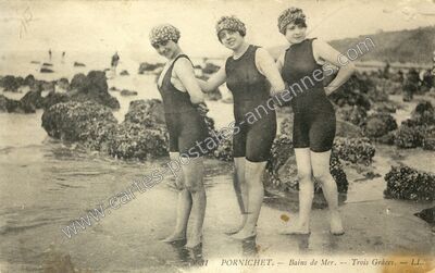 Carte postale ancienne Bains de Mer. — Trois Grâces — Pornichet (Loire-Atlantique)