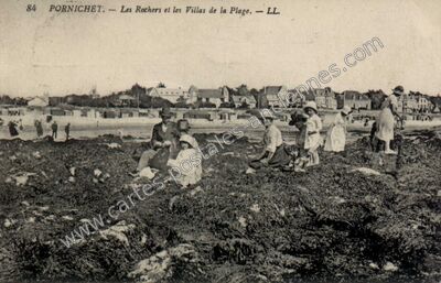 Carte postale ancienne Les Rochers et les Villas de la Plage — Pornichet (Loire-Atlantique)