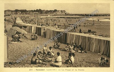 Carte postale ancienne La Plage et la Pointe — Pornichet (Loire-Atlantique)
