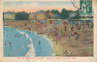 Carte postale ancienne Vue sur la Plage, prise de la Jetée — Le Pouliguen (Loire-Atlantique)