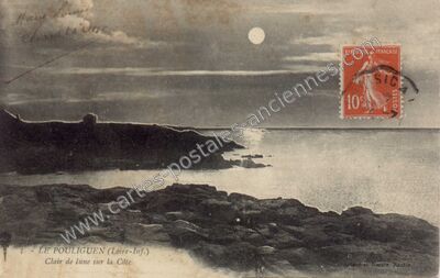 Carte postale ancienne Clair de lune sur la Côte — Le Pouliguen (Loire-Atlantique)