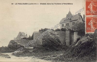 Carte postale ancienne Chalets dans les Rochers à Penchâteau — Le Pouliguen (Loire-Atlantique)