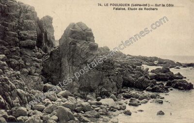 Carte postale ancienne Sur la Côte / Falalse, Etude de Rochers — Le Pouliguen (Loire-Atlantique)
