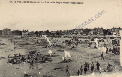 Carte postale ancienne Vue de la Plage, Marée descendante — Le Pouliguen (Loire-Atlantique)