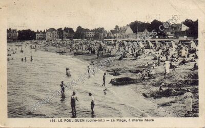 Carte postale ancienne La Plage, à marée haute — Le Pouliguen (Loire-Atlantique)