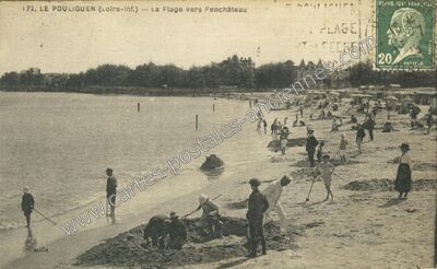 Carte postale ancienne La Plage vers Penchâteau — Le Pouliguen (Loire-Atlantique)