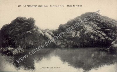Carte postale ancienne La Grande Côte - Étude de rochers — Le Pouliguen (Loire-Atlantique)