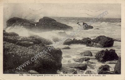 Carte postale ancienne Effet de Vague sur les brisants de la Grande Côte — Le Pouliguen (Loire-Atlantique)