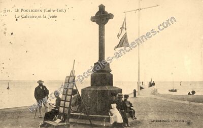 Carte postale ancienne Le Calvaire et la Jetée — Le Pouliguen (Loire-Atlantique)