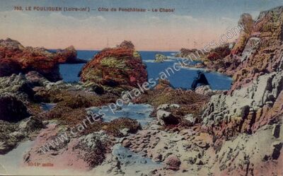 Carte postale ancienne Côte de Penchâteau - Le Chaos — Le Pouliguen (Loire-Atlantique)