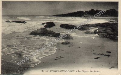 Carte postale ancienne La Plage et les Rochers — Saint-Michel-Chef-Chef (Loire-Atlantique)