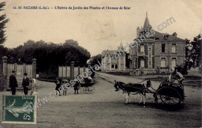 Carte postale ancienne L'Entrée du Jardin des Plantes et l'Avenue de Béar — Saint-Nazaire (Loire-Atlantique)