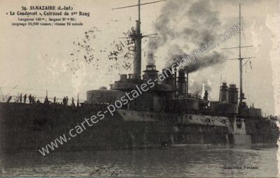 Carte postale ancienne Le Condorcet, Cuirassé de 1er Rang — Saint-Nazaire (Loire-Atlantique)