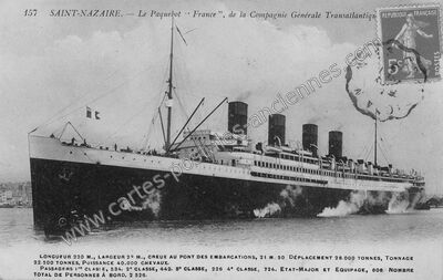 Carte postale ancienne Le Paquebot "France — Saint-Nazaire (Loire-Atlantique)
