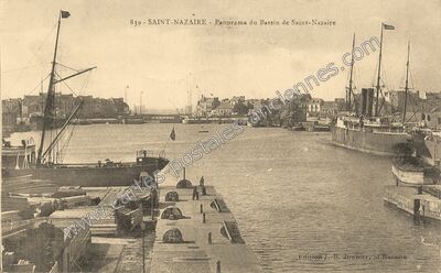 Carte postale ancienne Panorama du Bassin — Saint-Nazaire (Loire-Atlantique)