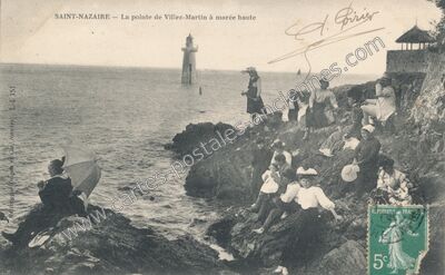 Carte postale ancienne La pointe de Villez-Martin à marée haute — Saint-Nazaire (Loire-Atlantique)