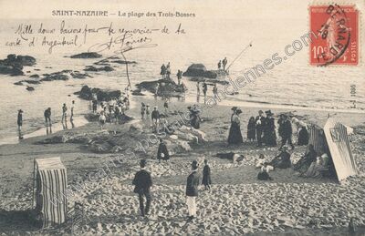 Carte postale ancienne La plage des Trois-Bosses — Saint-Nazaire (Loire-Atlantique)