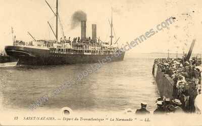 Carte postale ancienne Départ du Transatlantique " La Normandie — Saint-Nazaire (Loire-Atlantique)