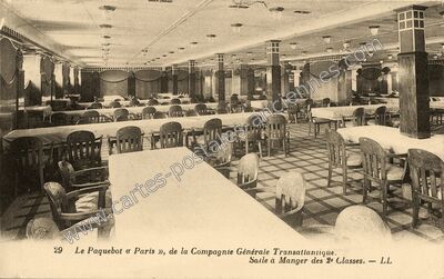 Carte postale ancienne Le Paquebot « Paris », de la Compagnie Générale Transatlantique — Saint-Nazaire (Loire-Atlantique)